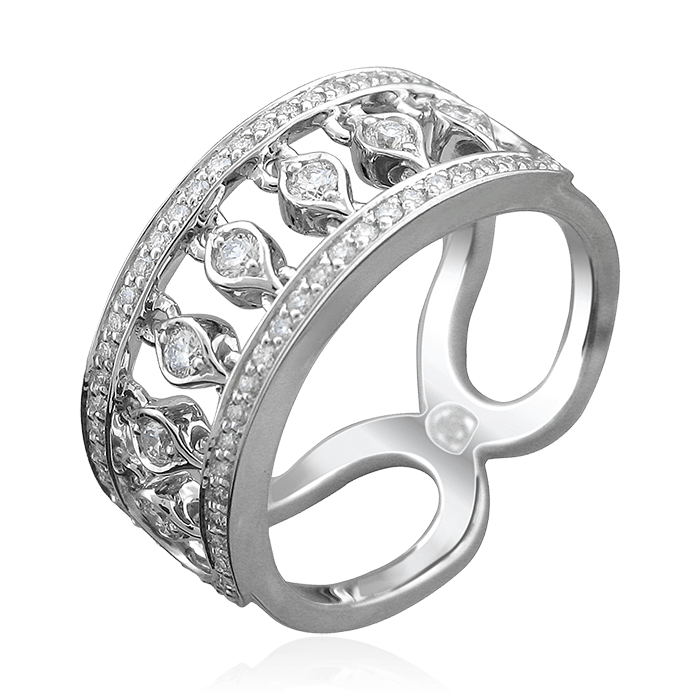 Кольцо с бриллиантами из белого золота 585 (арт. 65861)
