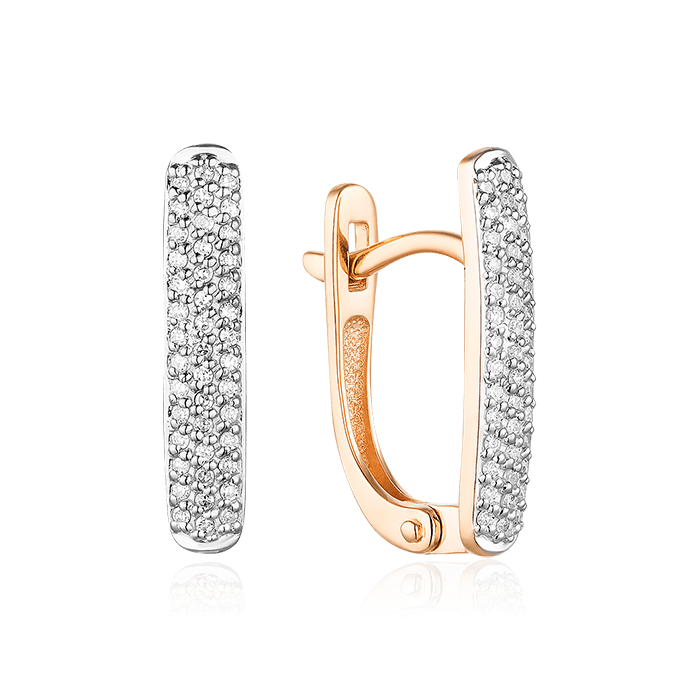 Серьги с бриллиантами из красного золота 585 пробы (арт. 71529)