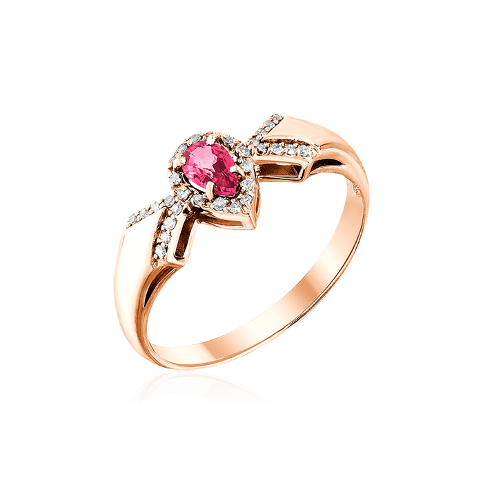Кольцо с рубином, бриллиантами из красного золота 585 пробы (арт. 63284)