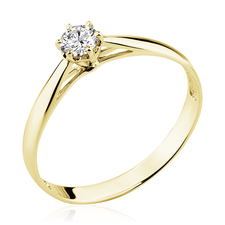 Кольцо с 1 бриллиантом из желтого золота 585 пробы, фото № 1