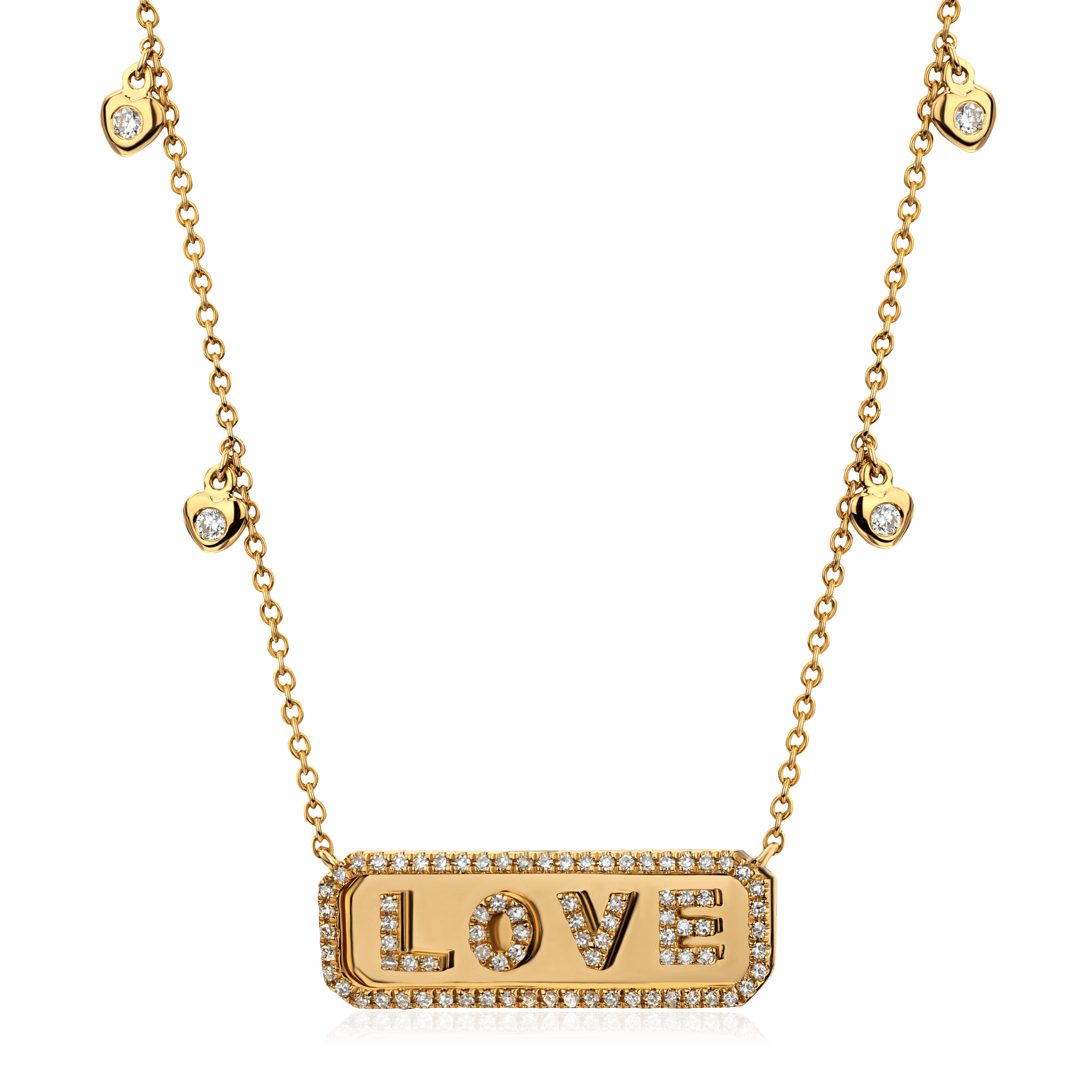 Колье LOVE с бриллиантами из желтого золота 750 пробы (арт. 103976)