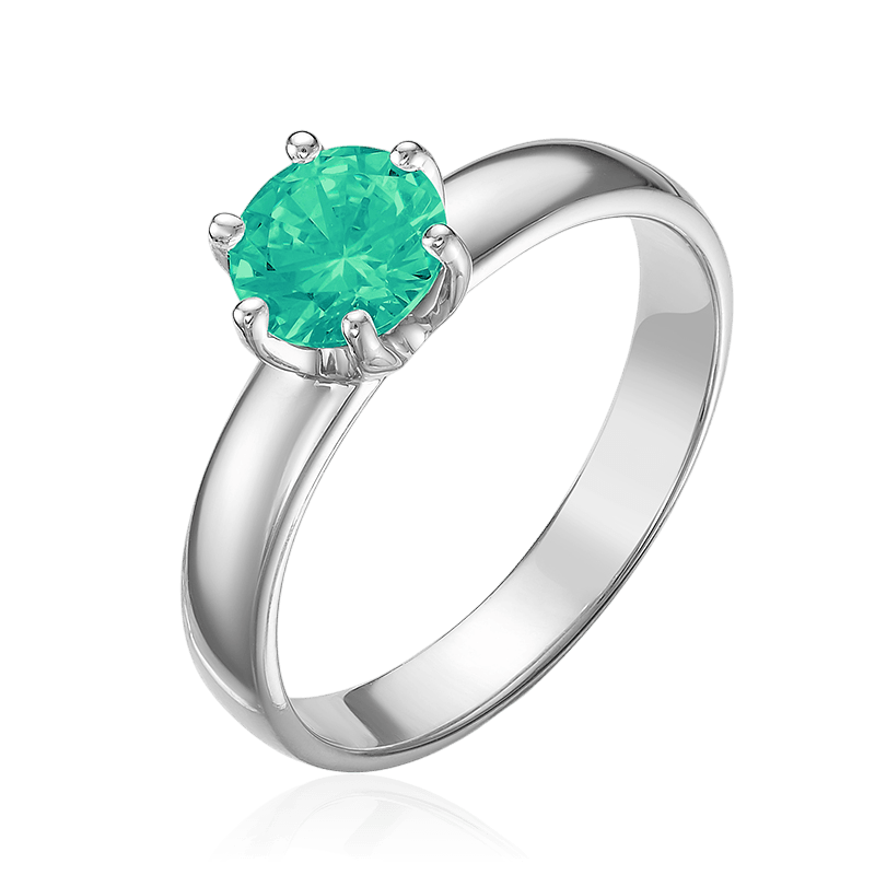 Кольцо с изумрудом из белого золота 585 пробы (арт. 129760)