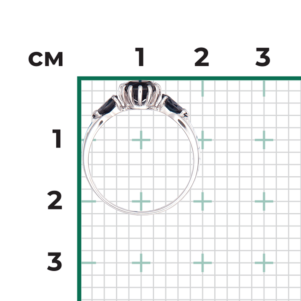 Кольцо с сапфиром из белого золота 585 пробы, фото № 3