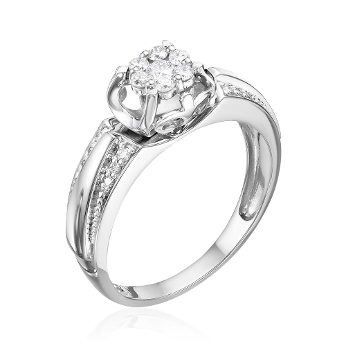 Кольцо с бриллиантами из белого золота 585, фото № 1