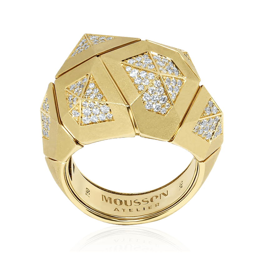 Кольцо с бриллиантами из желтого золота 750 (арт. 90640)