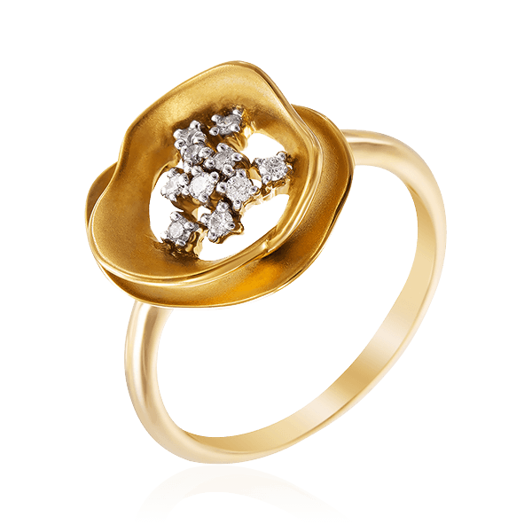 Кольцо с бриллиантами в желтом золоте 585, фото № 1
