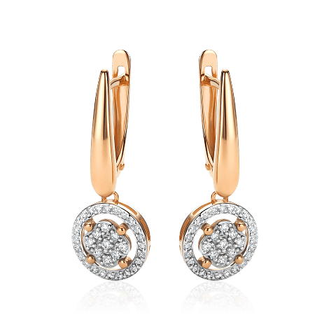 Серьги с бриллиантами из красного золота 585 пробы (арт. 109258)