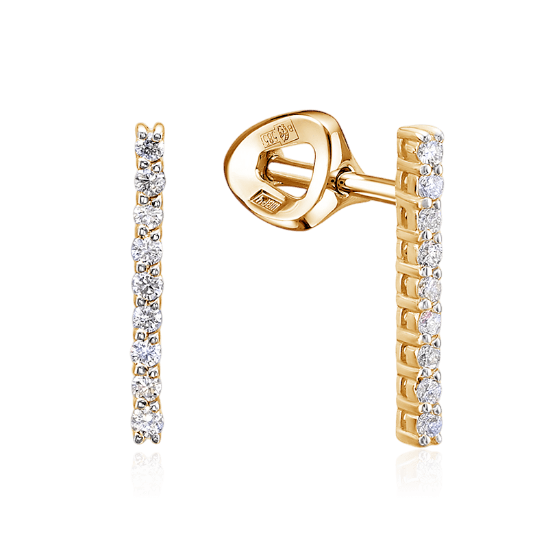 Серьги с бриллиантами из желтого золота 585 пробы (арт. 129691)