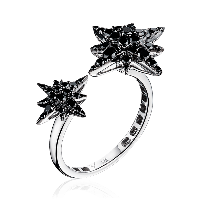 Кольцо с бриллиантами из черненого золота 750, фото № 1