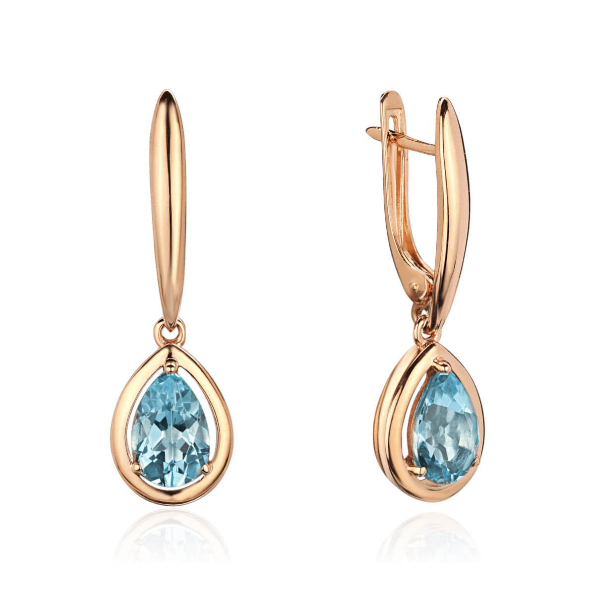 Серьги с топазом из красного золота 585 пробы (арт. 128973)