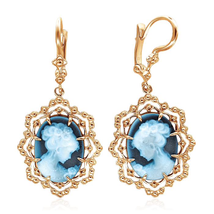 

Серьги с агатом из красного золота 585 пробы