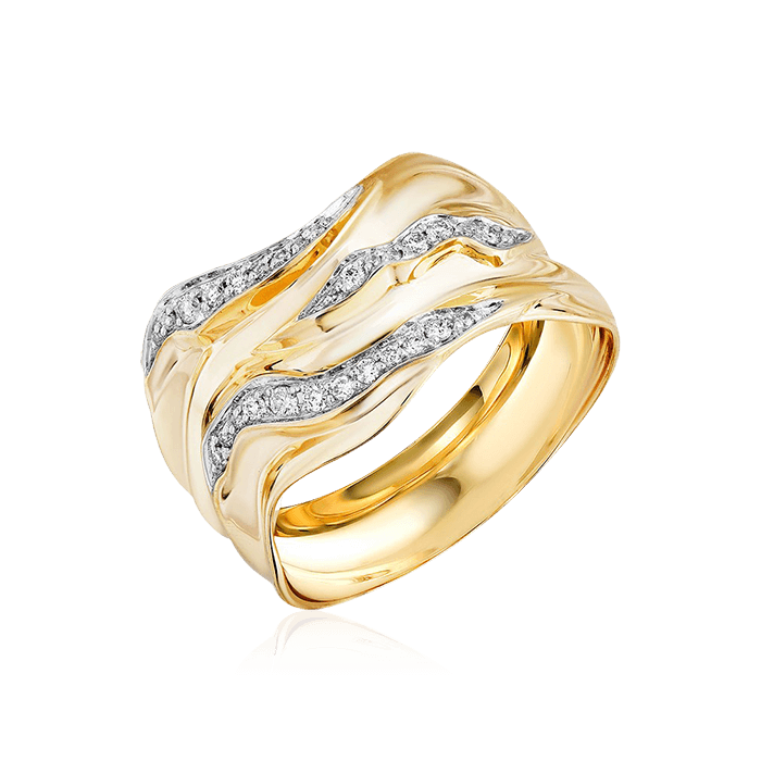 Кольцо с бриллиантами из желтого золота 585 (арт. 73843)
