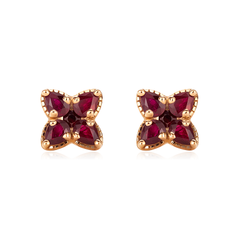 Серьги с рубином из красного золота 585 пробы, фото № 6