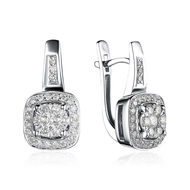 Серьги с бриллиантами из белого золота 585 пробы (арт. 108883)