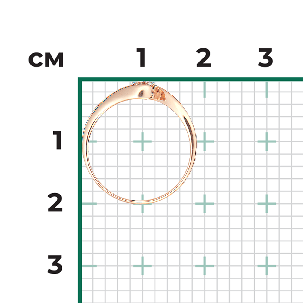 Кольцо с 1 бриллиантом из красного золота 585, фото № 3
