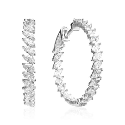 Серьги с бриллиантами из белого золота 585 пробы (арт. 66285)