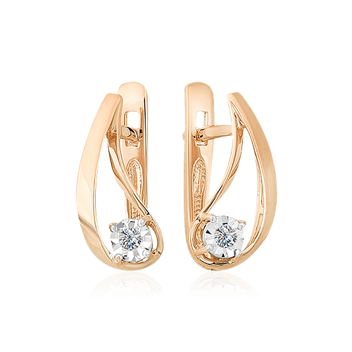 Серьги с бриллиантами из красного золота 585 пробы (арт. 63874)