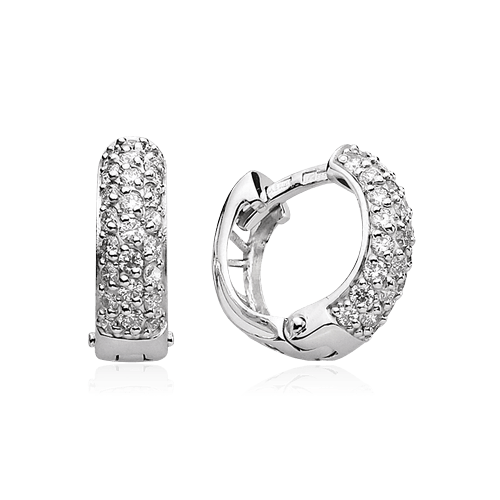 Серьги конго с бриллиантами из белого золота 585 пробы, фото № 1
