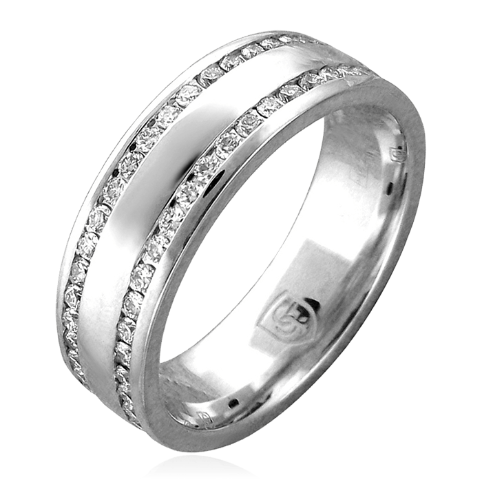 Обручальное кольцо с бриллиантами из белого золота 585 пробы (арт. 65902)