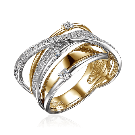 Кольцо с бриллиантами из желтого золота 585 пробы (арт. 103699)