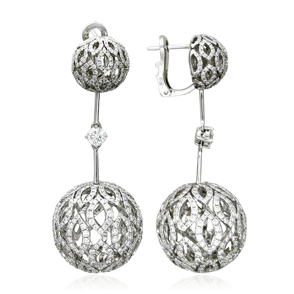 Серьги с бриллиантами из белого золота 750 пробы, фото № 1
