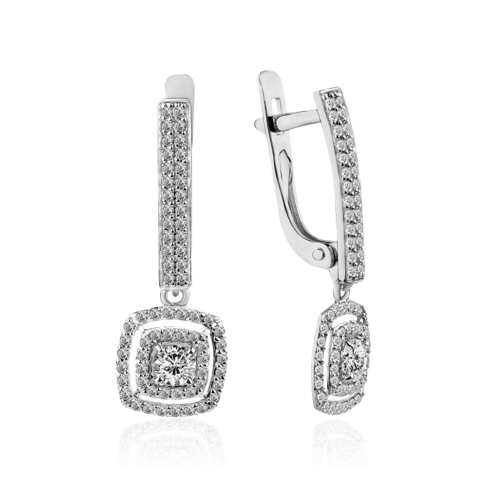 Серьги с бриллиантами из белого золота 585 пробы (арт. 93056)