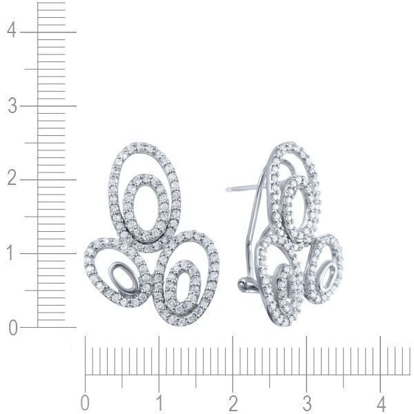 Серьги с бриллиантами из белого золота 585 пробы, фото № 3