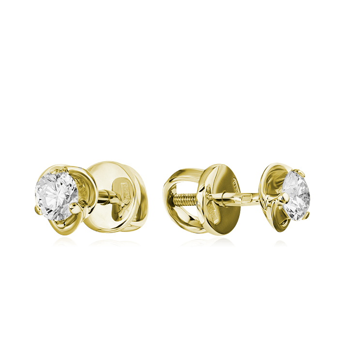Серьги с бриллиантами из желтого золота 750 пробы (арт. 39440)