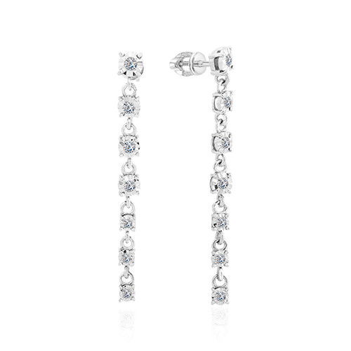 Серьги с бриллиантами из белого золота 585 пробы (арт. 59755)