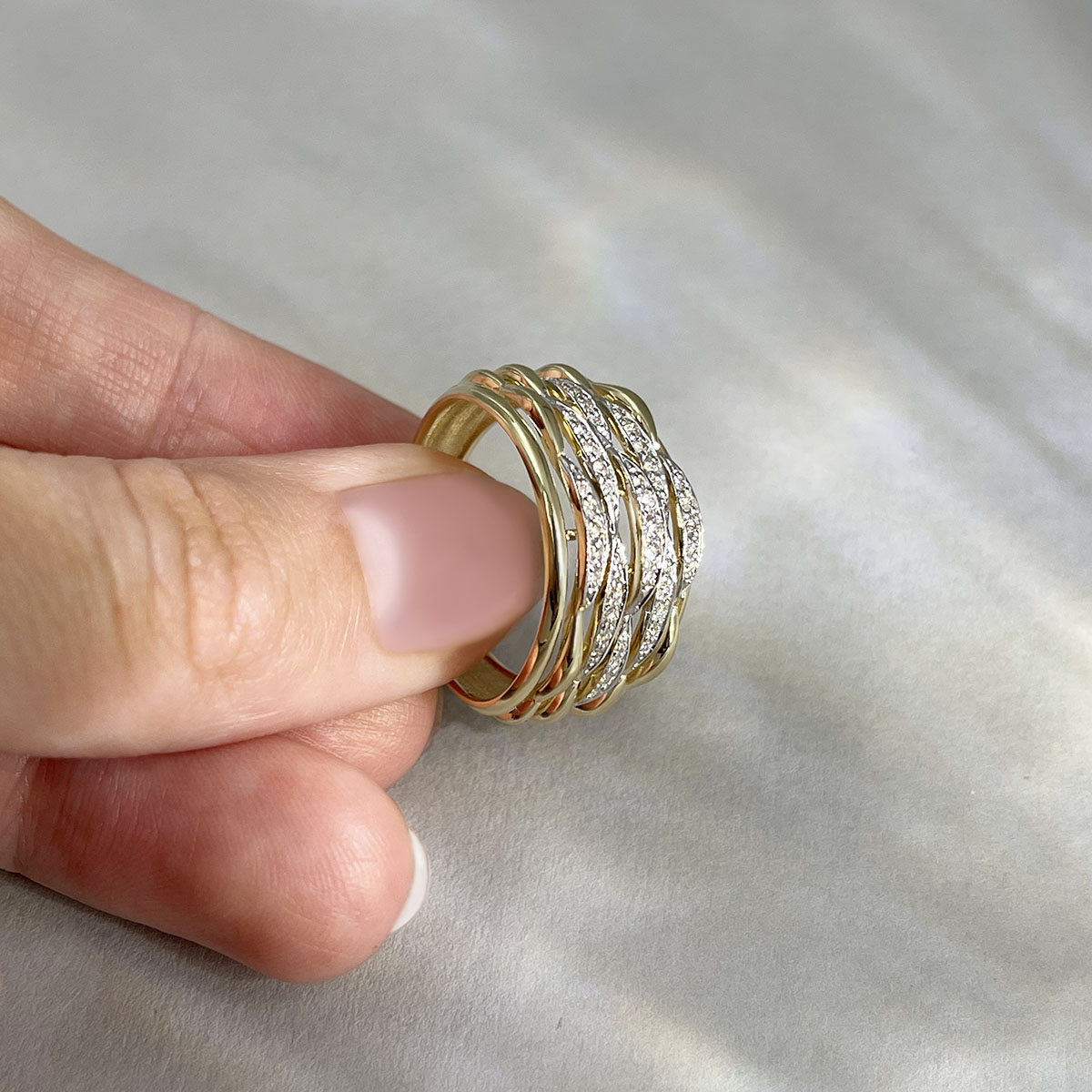 Кольцо с бриллиантами из желтого золота 585 пробы, фото № 4