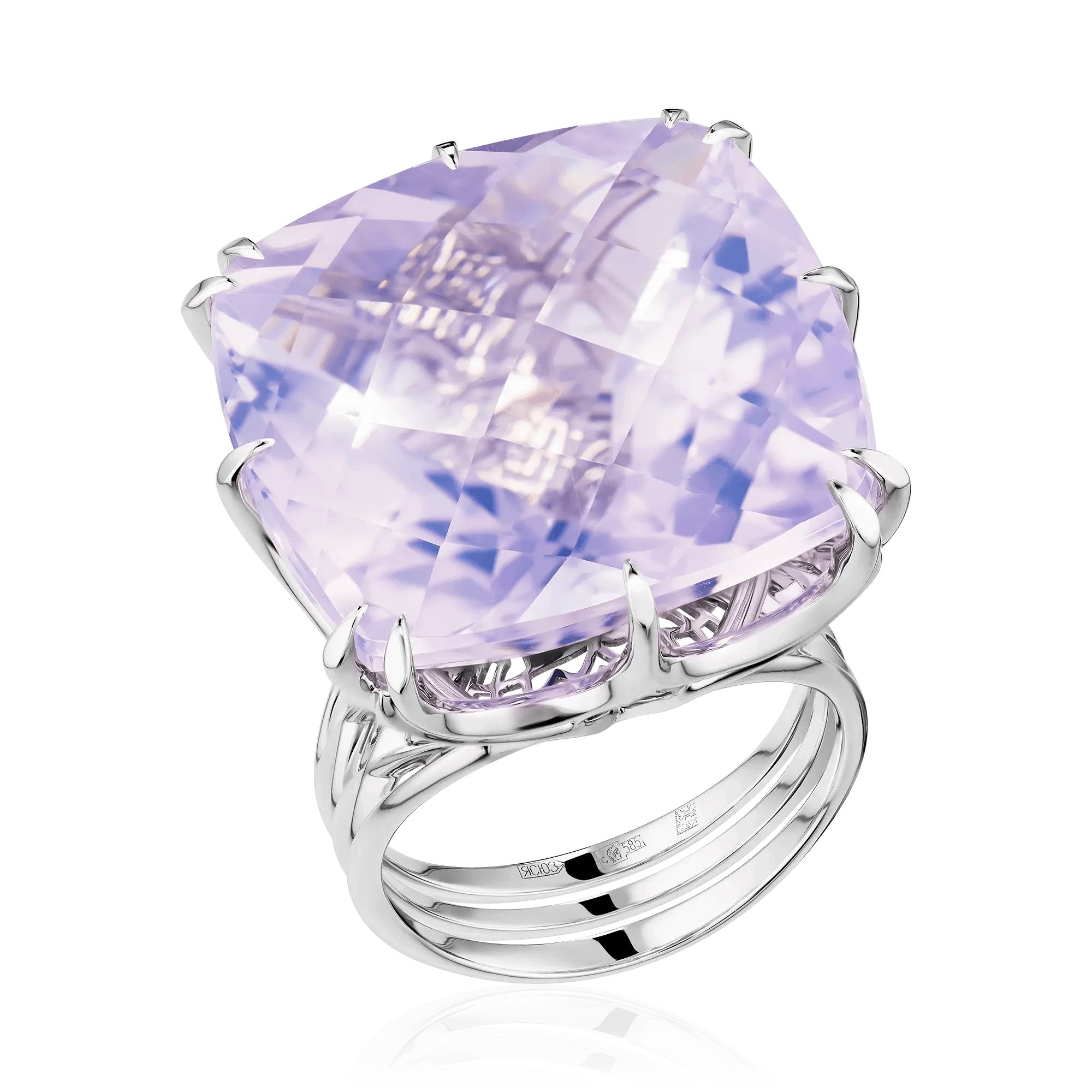 Кольцо с аметистом из белого золота 585 пробы (арт. 127261)