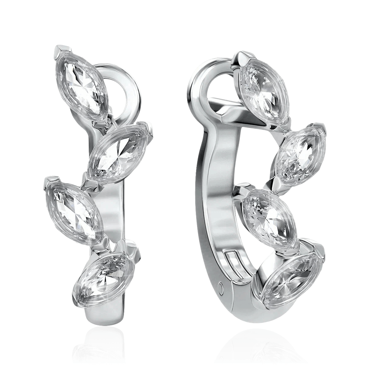 Серьги с изумрудом из белого золота 585 пробы, фото № 1