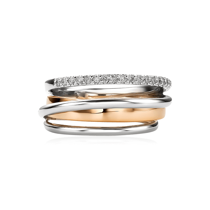 Кольцо с бриллиантами из комбинированного золота 585, фото № 2