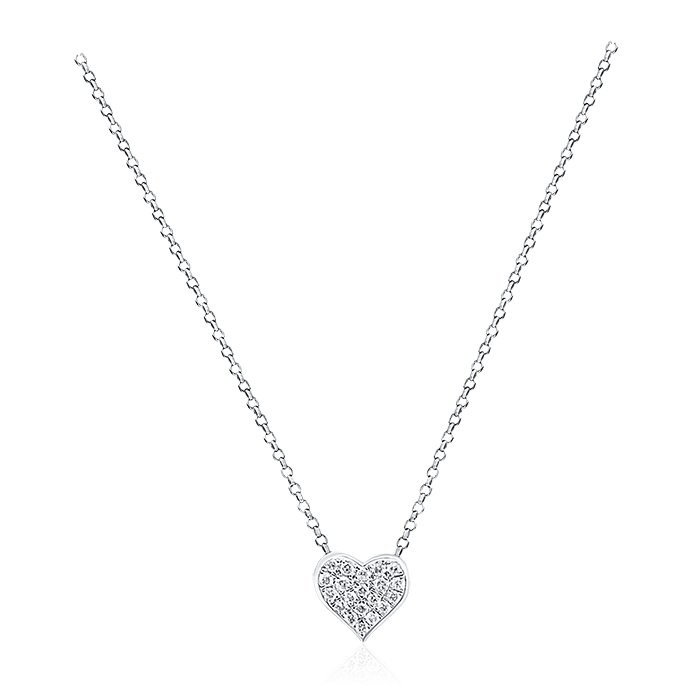 Колье сердце с бриллиантами из белого золота 750 пробы (арт. 51870)