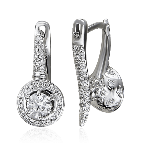 Серьги с бриллиантами из белого золота 750 пробы, фото № 1
