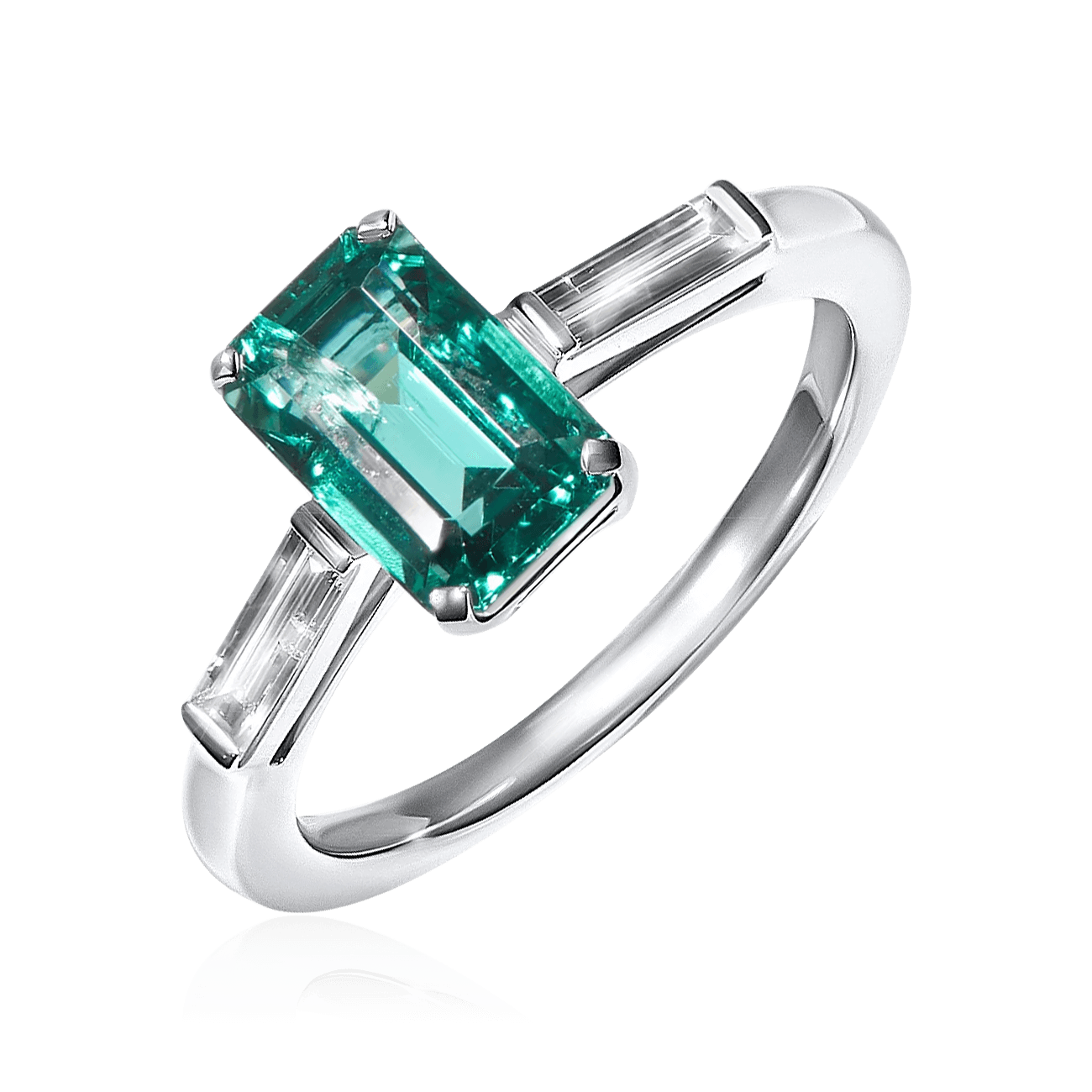 Кольцо с бриллиантами, изумрудом из платины 950 пробы, фото № 1