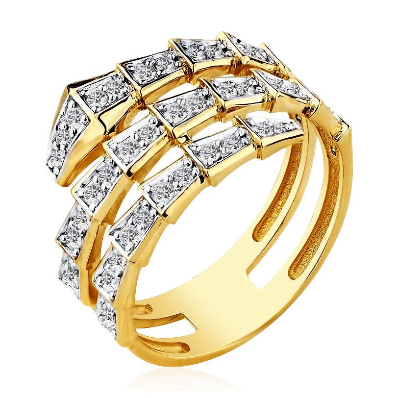 Кольцо с бриллиантами из желтого золота 585 (арт. 90042)