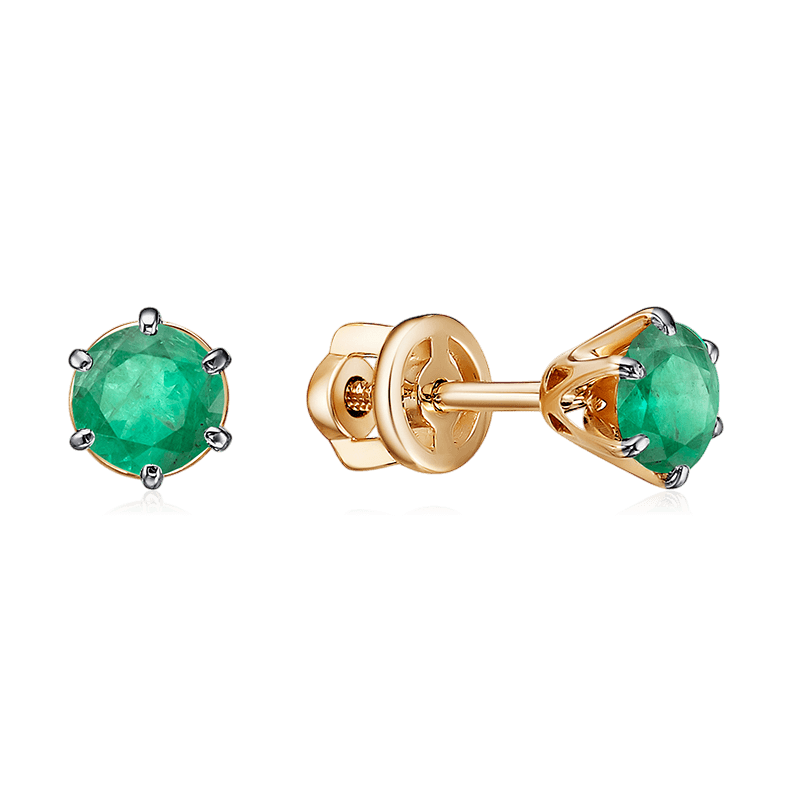 Серьги с изумрудом из красного золота 585 пробы (арт. 129529)