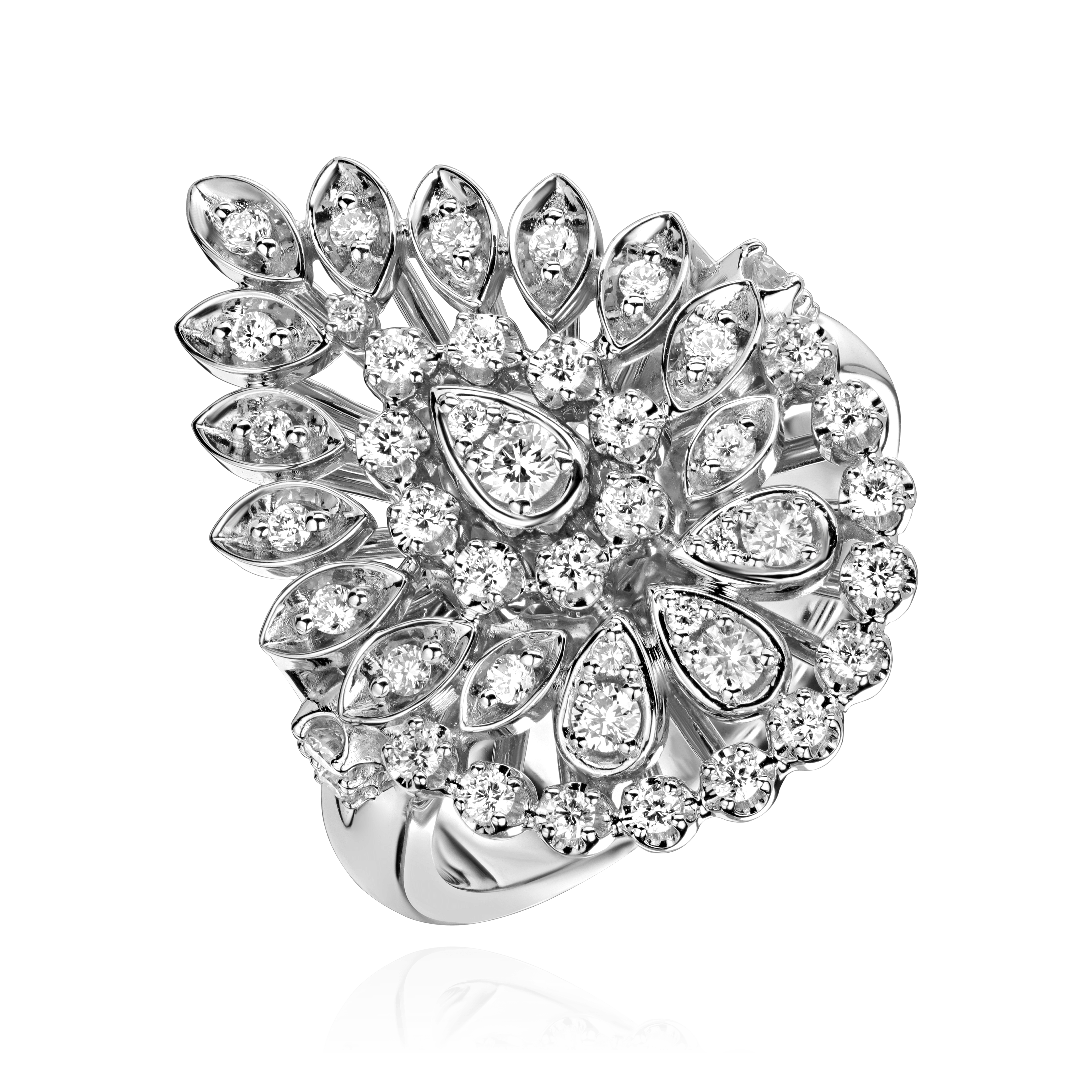 Кольцо с бриллиантами из белого золота 585 (арт. 90482)
