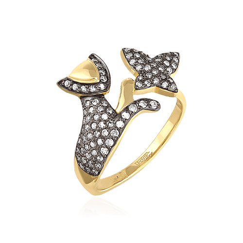 Кольцо с бриллиантами из комбинированного золота 585 (арт. 76827)