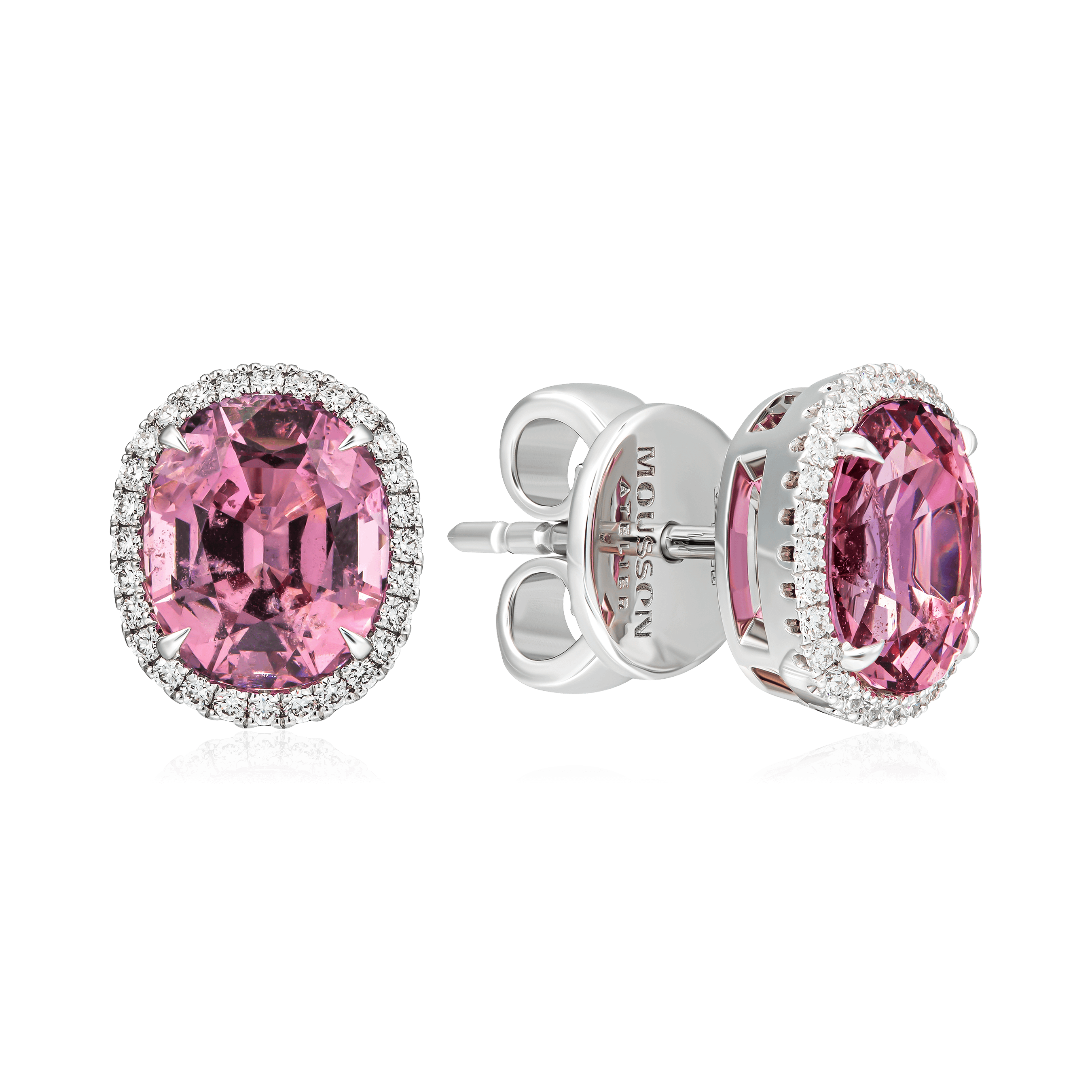 Серьги с бриллиантами, шпинелью из белого золота 750 пробы, фото № 1