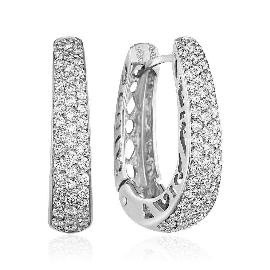 Серьги с бриллиантами из белого золота 585 пробы (арт. 107957)
