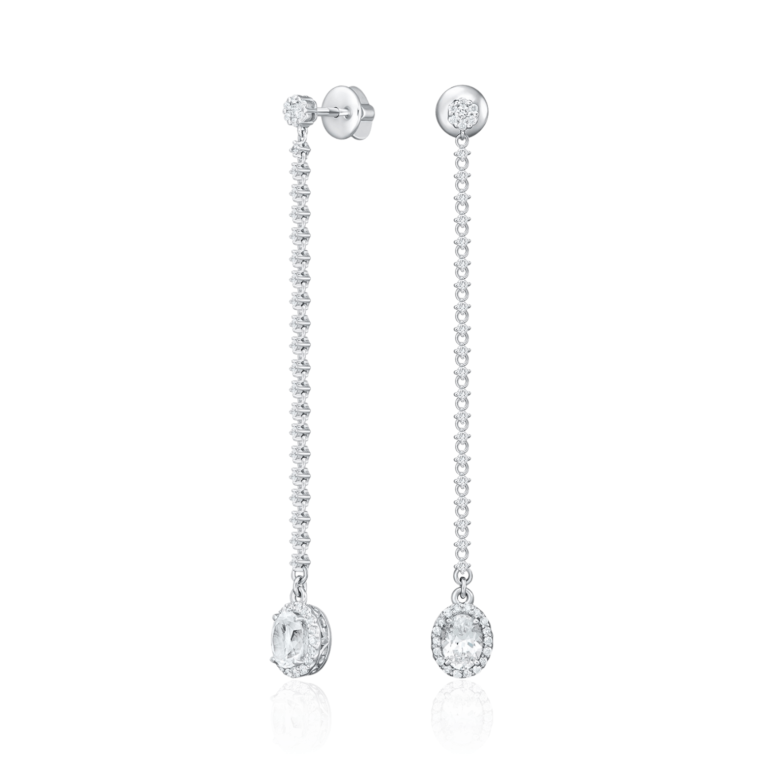 Серьги с сапфиром, бриллиантами из белого золота 585 пробы (арт. 133940)
