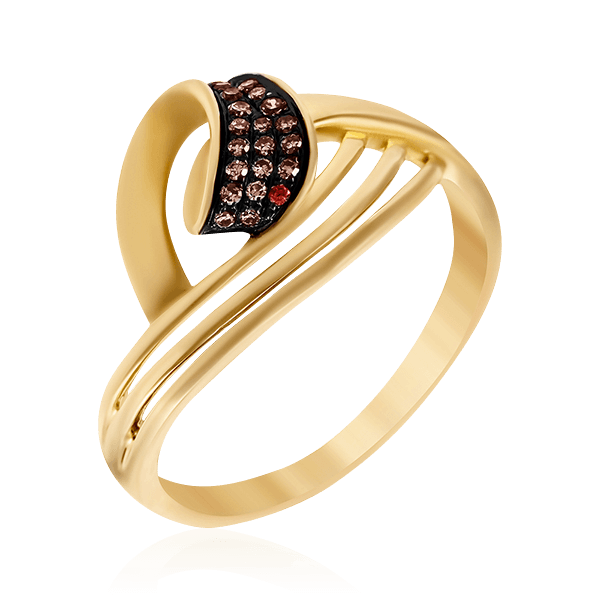 Кольцо с бриллиантами из желтого золота 585 (арт. 56835)