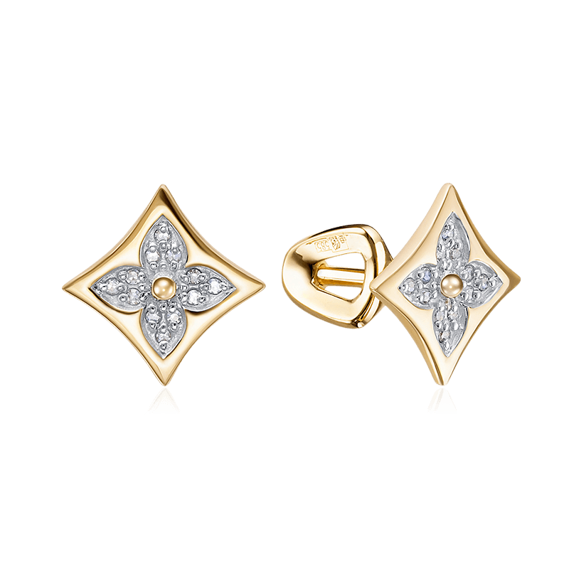 Серьги с бриллиантами из желтого золота 585 пробы (арт. 129688)
