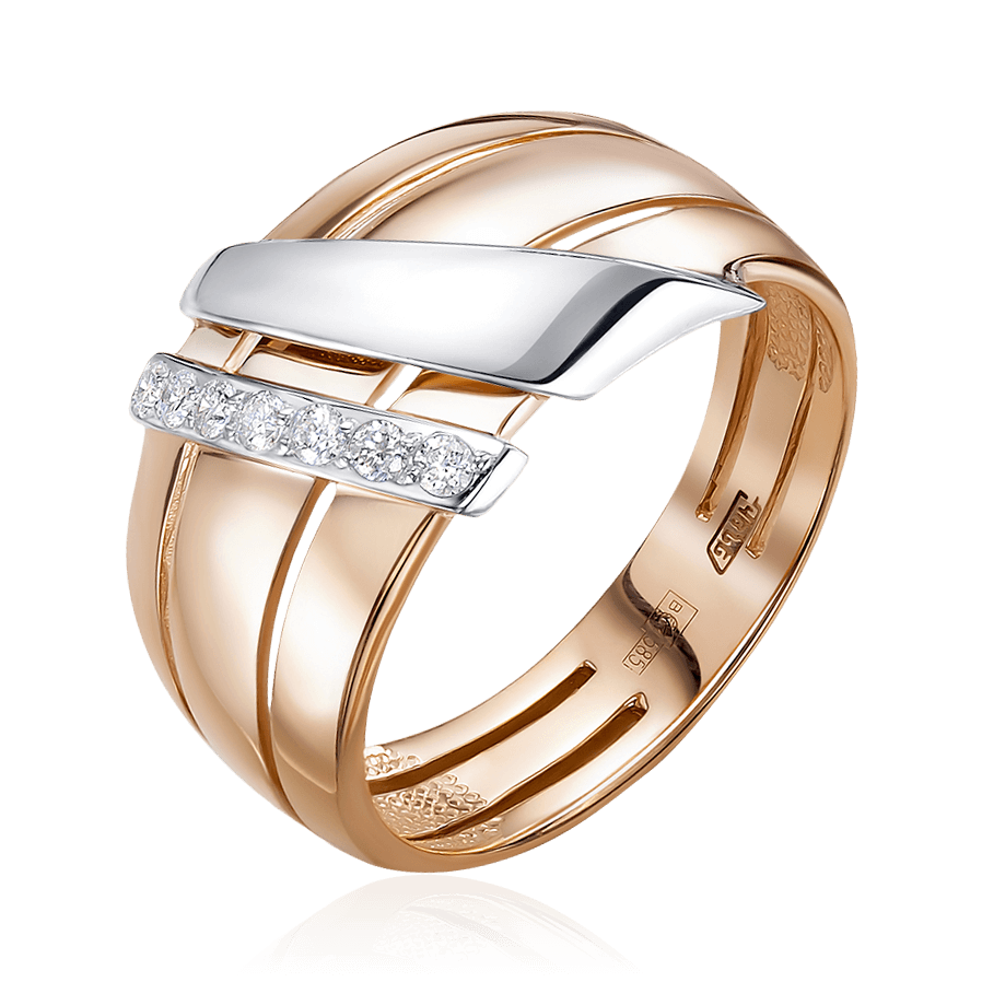 Кольцо с бриллиантами из комбинированного золота 585 (арт. 88995)