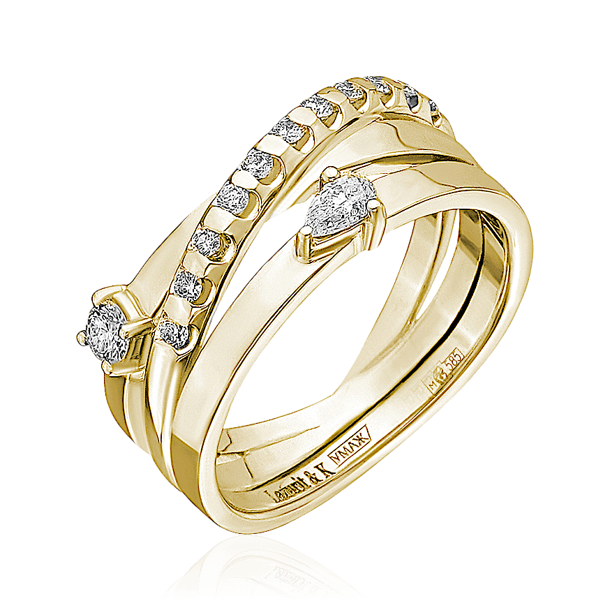 Кольцо с бриллиантами из желтого золота 585 (арт. 89700)