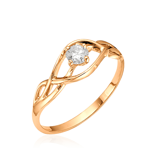 Кольцо с 1 бриллиантом из красного золота 585, фото № 1