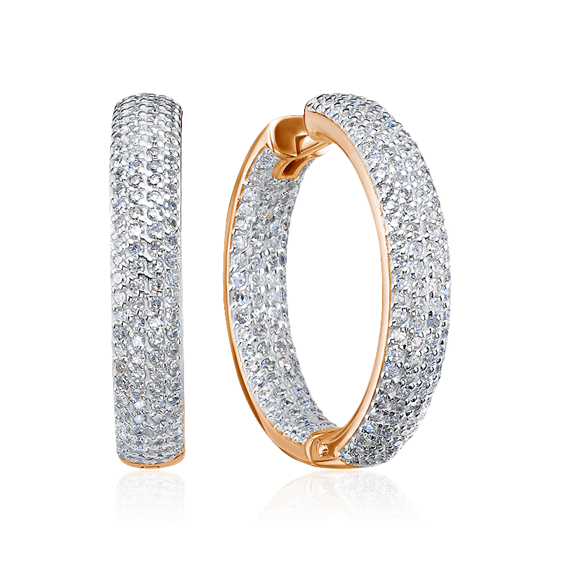 Серьги конго с бриллиантами из красного золота 585 пробы (арт. 122690)
