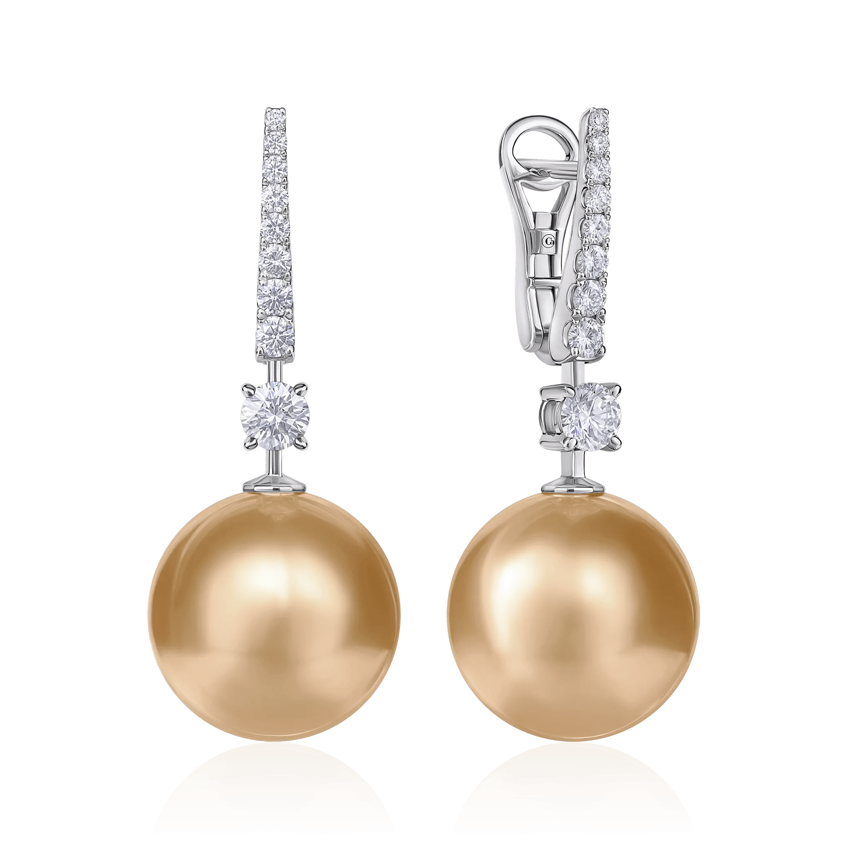 Серьги с жемчугом, бриллиантами из белого золота 750 пробы (арт. 90728)